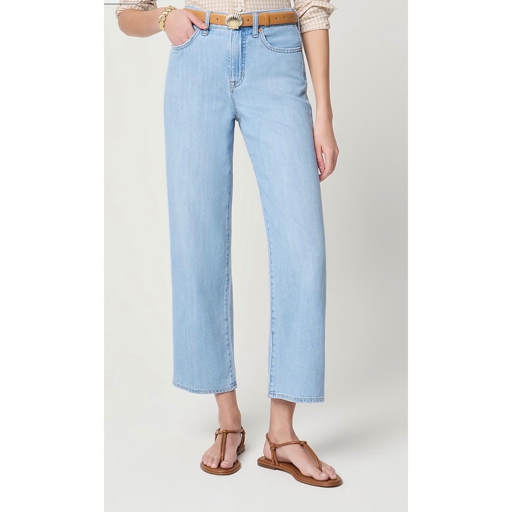 J.Crew Wide Leg Crop Jeans Size 27 Light Wash High Rise Denim